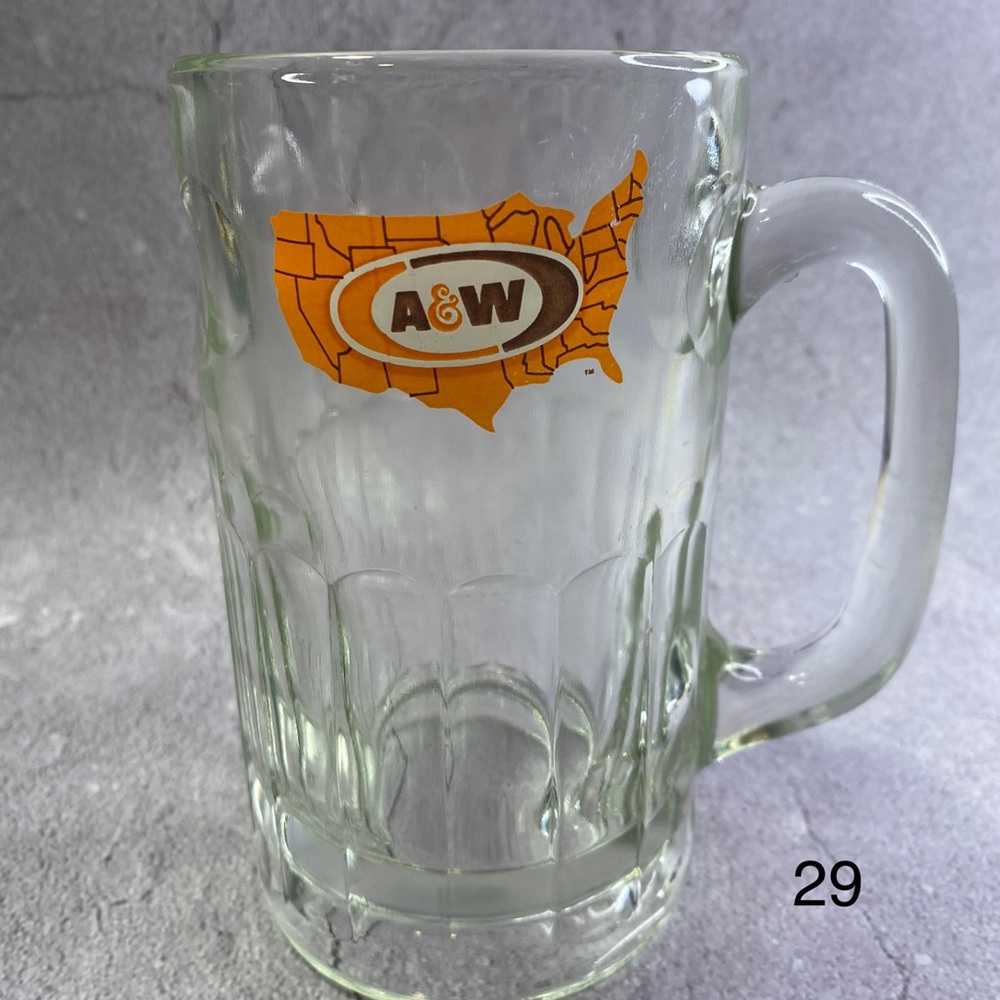 VINTAGE A&W Root Beer Mug United States Logo. Heavy/Thick Glass Mug 6”  tall.